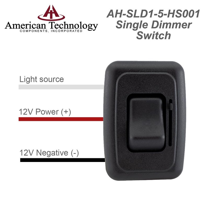 American Technology Components 12 Volt DC Dimmer Switch for LED, Halogen, Incandescent - RV, Auto, Truck, Marine, and Strip Lighting (Slider, Black) - Image 4